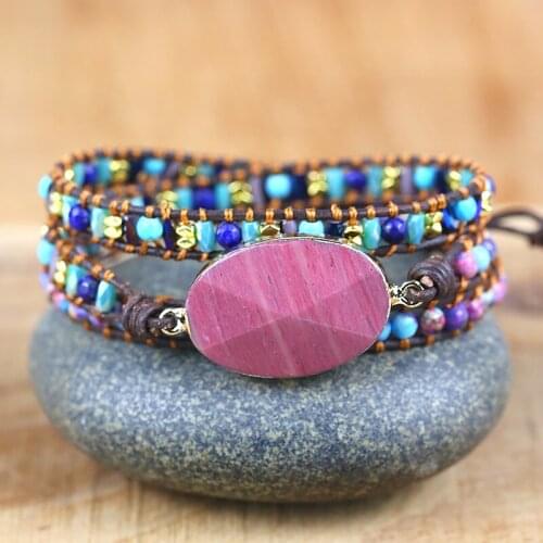 2021 high quality Vintage natural Stone Wrap Bracelets braid Boho Friendship Bracelet Handmade yoga Jewelry drop shipping