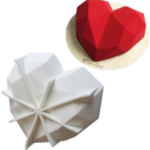 50pcs 3D Diamond Love Heart Shape Cake Molds for Baking Sponge Chiffon Mousse Dessert Cake Molds Food Grade SN214