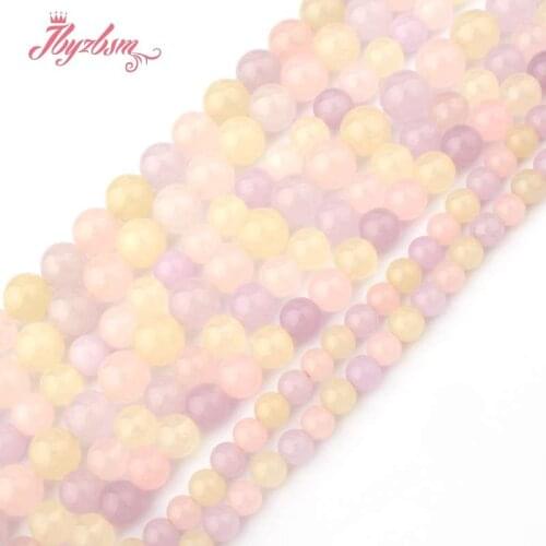 6,8,10mm Smooth Round Beads Ball Purple Pink Yellow Jades Stone Beads For DIY Necklace Bracelats Jewelry Making 15"Free Shipping