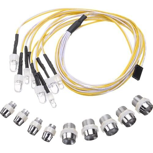 8 LED RC Light Kit Headlights Taillight Led Lights White Red Yellow Color for 1/10 1/8 Scale Rc Car Truck
