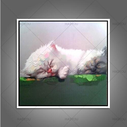 Frameless Abstract Cat Animal Painting Hand Painted On Canvas Unique Gift On Wall Decoration Christmas Choices Cute Cat Art work
