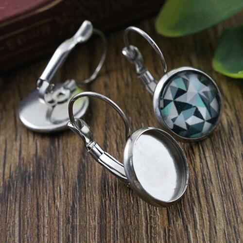 No Fade ) 6mm 8mm 10mm 10pcs Stainless Steel French Lever Back Earrings Blank/Base,Fit 6-10mm Glass Cabochons,Buttons