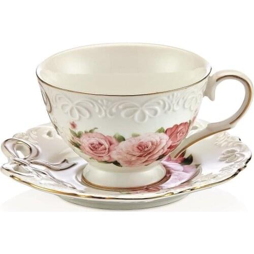 Rose Pattern Ruched Tea Set 6 personality