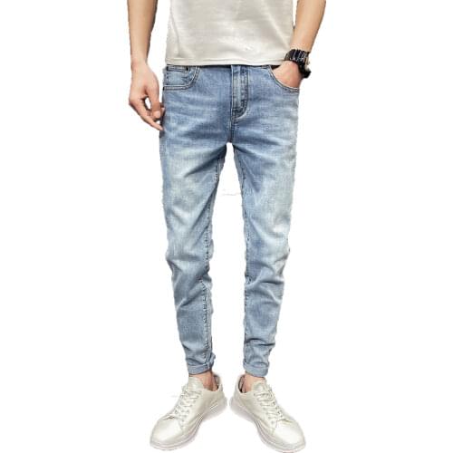 Jeans mens Korean version of the trend spring new slim feet casual wear young handsome trousers