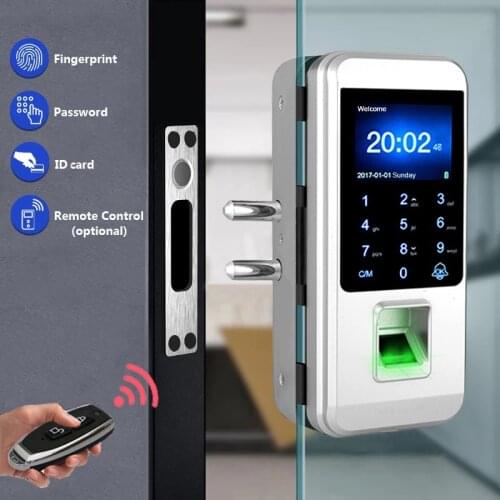 Biometric Fingerprint Glass Door Lock Office Electric Smart Card Door Lock Fingerprint Door Lock With Time Attendance XM-300