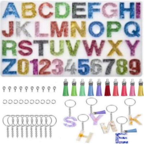 Resin Letter Molds Sturdy Alphabet Number Silicone Mould Epoxy Casting Mold Keychain Pendant Jewelry Design Diy Clay Craft Tool