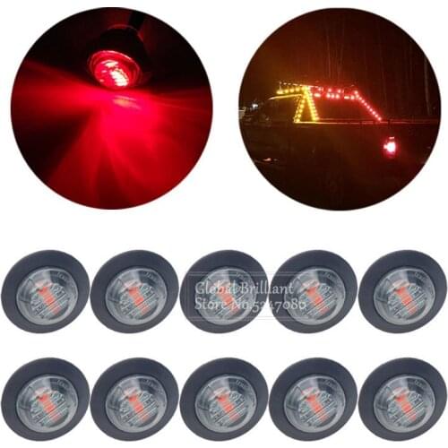 10PCS Waterproof Smoke Round Trailer Side Marker Lights12V Yellow White Red For Trucks Clearance Lights Truck Turn Signal Lamp