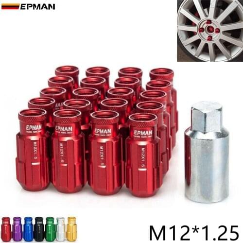 Jdm Racing Style Aluminum Lock Lug Nuts 20Pcs W/Key 12x1.25 For Nissan Subaru Suzuki Aftermarket Wheel Nuts EP-E650H-1.25