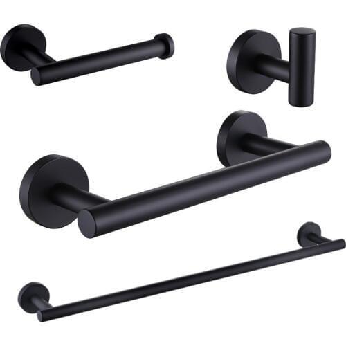 MTTUZK Matte Black 304 Stainless Steel Hardware Set,Robe Hook,Paper Holder Towel Bar Bathroom Accessories