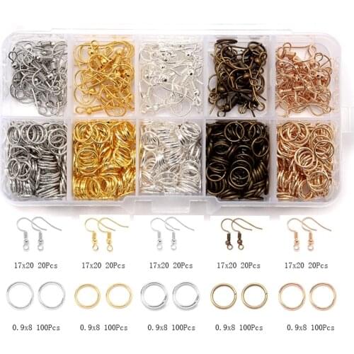 New Fashion Open Jump Rings Earring Hook Charm Zinc Alloy Accessories Jewelry Findings Set Jewelry Making Supplies Kit Boxed