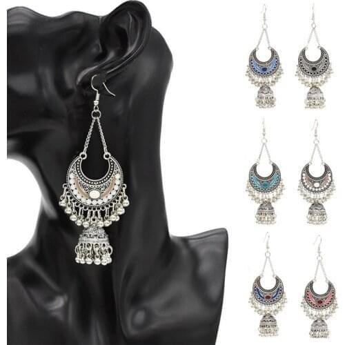 Hot Sales Vintage Women\s Bohemian Tassel Hollow Bell Drop Dangle Hook Earrings Jewelry