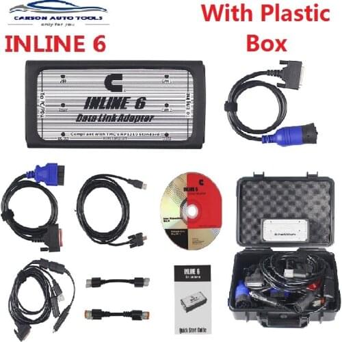 Top INLINE 6 Data Link Adapter Heavy Duty Diagnostic Tool Scanner Full 8 cable Truck Diagnostic interface Via OBDII/OBD2 scanner