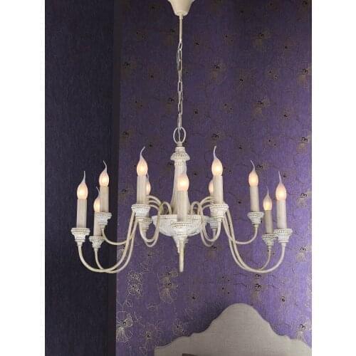 French garden living room chandelier American Creative carved candle lamp European simple dining room bedroom