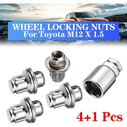 M12 x 1.5 4+1 Pcs Aluminum Alloy Car Locking Wheel Bolt Nuts For Toyota Auris Avensis Corolla Hilux RAV4 Verso Yaris