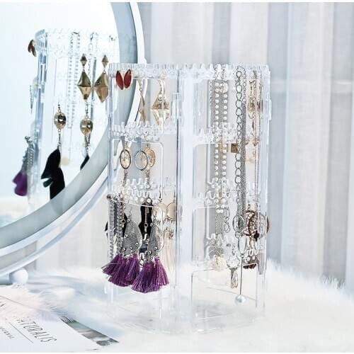 Multifunctional Jewelry Display Jewelry Rack Shelf Storage Rack Rotatable Cosmetic Necklace Ring Earrings Organizer For Dresser