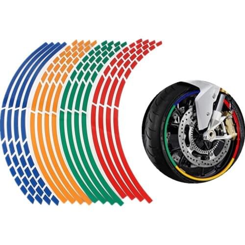 16pcs 17"18" Strips Motorcycle Car Wheel Tire Stickers Reflective Rim Tape Motorbike Auto Decals