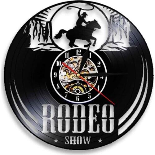 Freedom Horse Rider Art Wall Decor Clock Horse Watch Vinyl Record Wild Rodeo Life Cowboy Wall Clock Living Room Decor