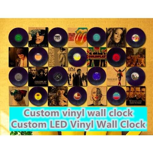 Custom Wall Clock Unique Gift Personalized Disc Vinyl Record Clock Laser cut of Vintage Vinyl Record Wall Clock