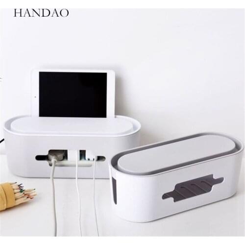 Home Office Desktop Storage Cable Organize Box Multifunction Socket Power Strip Wire Safety Tidy Organizer Case