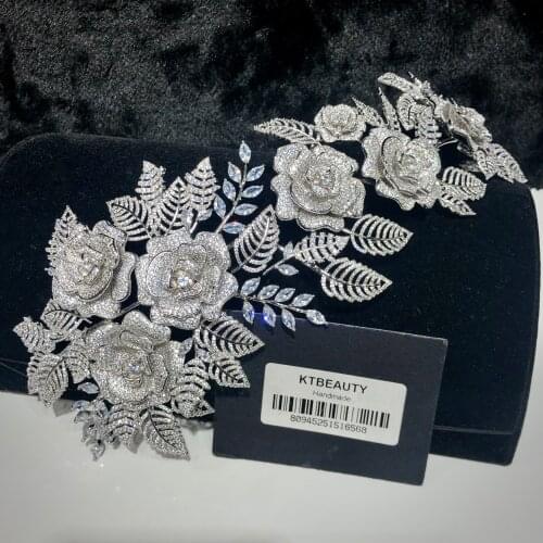 New Rhinestone Zircon Custom Made Silver/Gold Tiara Flowers Hairband Royal Bridal Wedding Dressing Crown Accessory Women Jewelry