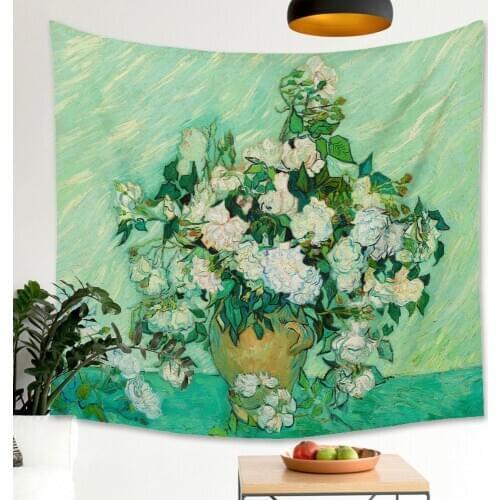 New Nordic Morandi Color Tapestry Art Wall Hanging Floral Painting Background Cloth Thin Blanket Yoga Mat Rug Shawl Throw Sheet