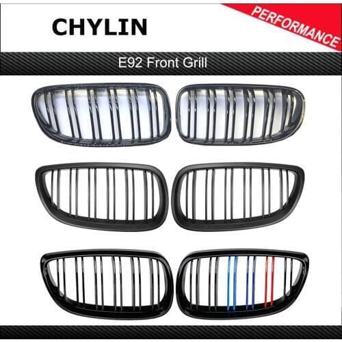 A Pair Gloss Matte Black M-color Dual Line Front Grille Kidney Grill For BMW E92 E93 M3 328i 335i 2Door 2010-2013 Car Styling