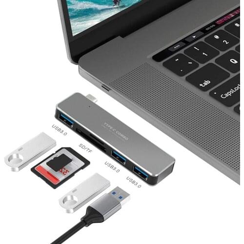 USB TYPE C to USB 3.0 Adapter HUB USB 3.0 Card Readers 5 In 1 with TF SD Card Reader for HDTV PC MacBook Huawei Xiaomi Monitor