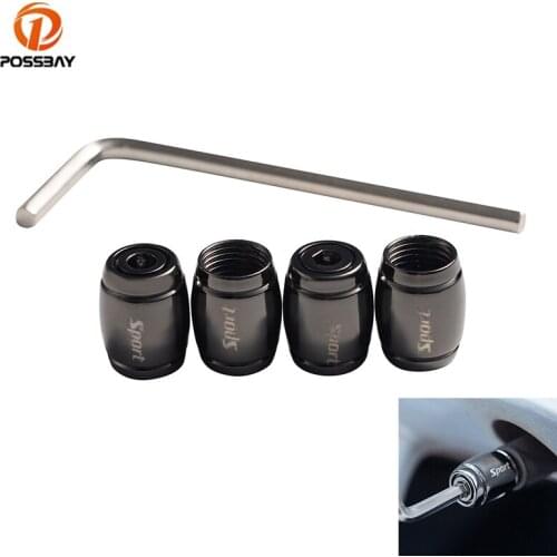 POSSBAY 4pcs Car Tire Air Valve Cap Aluminum Alloy Wheel Tyre Air Caps Universal Anti-theft Dustproof Cover 3 Color for Most Car