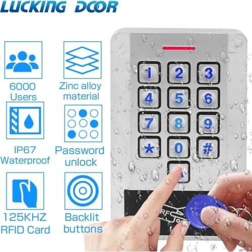Proximity Card Door Access Control System IP67 Waterproof Metal 125khz 13.56mhz WG26 input Door Lock Controller Backlit keyboard