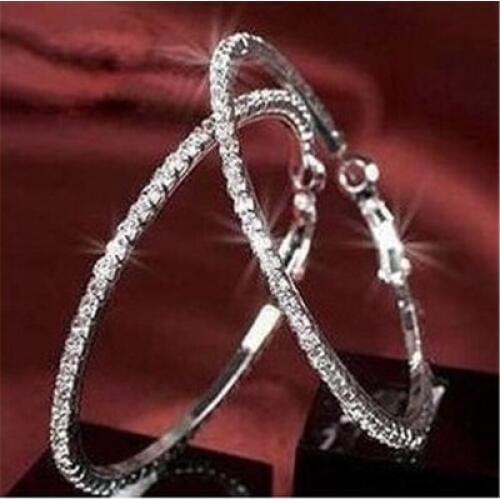 Simple fashion gold color Silver plated geometric big round earrings for women fashion big hollow drop earrings jewelry