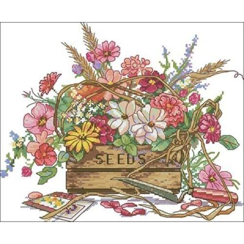 Plant flowers patterns Counted Cross Stitch 11CT 14CT 18CT DIY Chinese Cross Stitch Kits Embroidery Needlework Sets home decor