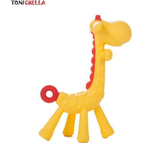 Silicone Teether Baby Cute Giraffe Soother Infant Pacifier Teething Care Toddler Chupeta Dummy Holder Soothing Nipple Teat T0625
