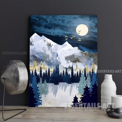 Nordic Abstract Nature Moonlight Canvas Wall Art Painting Decor Bedroom study Living kid Room Home Decoration Prints
