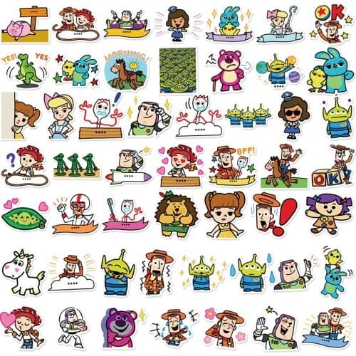Disney 50pcs Toy Story Stickers Cute Stickers Cartoon Water Cup Notebook Phone Waterproof Decoration Handbook Sticker