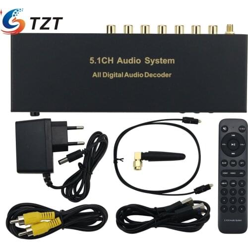 TZT 20Hz-20KHz 5.1CH Audio Decoder Bluetooth5.0 Digital Audio HDMI-Compatible Optical Fiber Coaxial Sound Card for DTS AC-3 LPCM