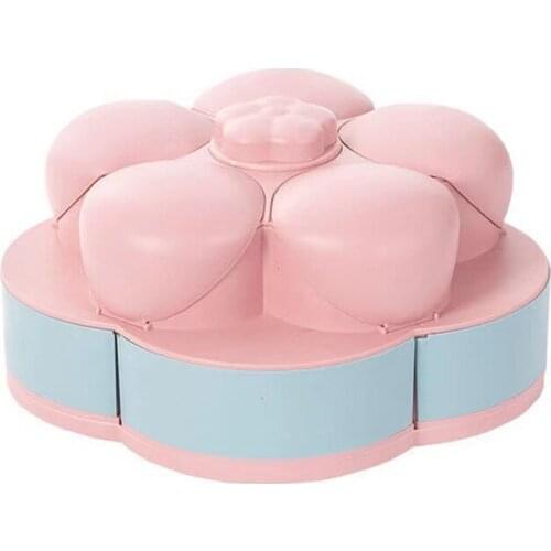 Petal-Shape Rotating Candy Box,Snack/Nut Box,Candy/Fruit Plate Food Storage Case,2-Deck Dried Fruit Storage Organizer