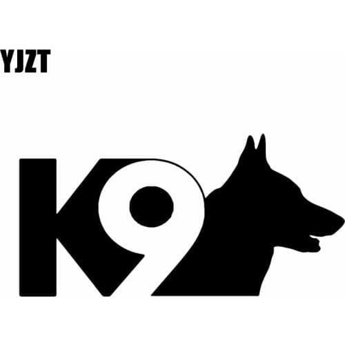 YJZT 16CM*8CM K-9 Dog Vinyl Material Car Styling Personality Car Sticker Black/Silver C2-3217