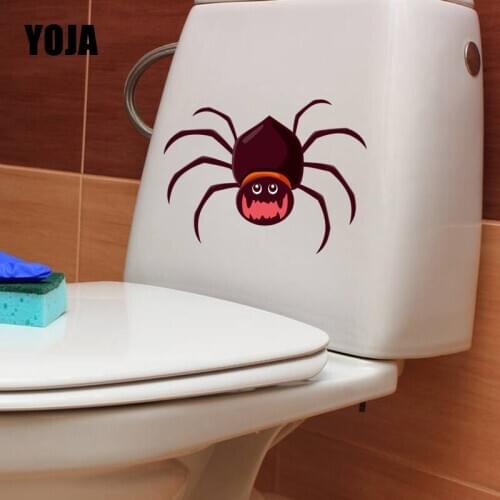 YOJA 23.5X18CM Cute Cartoon Spider Living Room Home Decor Wall Sticker Toilet Seat Decal Funny Pattern T5-1356