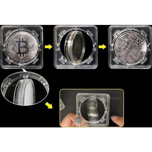 Gold Sliver Plated Bitcoin Bit Coin Ethereum with Spin Case Litecoin Ripple Commemoration Metal Physical Replica Coins Gift