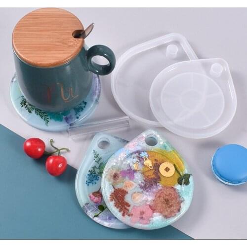 1 Set Drop Coaster Silicone Mold DIY Crystal Epoxy Rein Tea Tray Mould Handmade Crafts Jewelry Making Kit