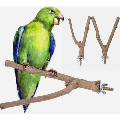 1pc Wood Parrot Perch Stand Rack Toy with Y Shape Branch Perches for Bird Cages Accessories Parrot Standing