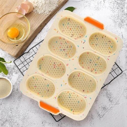 Kapmore 1pc Food Grade Silicone Muffin Pan Non-Stick 8-Cavity Silicone Cupcake Pan Cupcake Bread Mold DIY Baking Tool