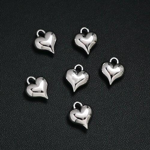 10pcs/Lots 11x13mm Antique Silver Plated 3D Heart Charms Pendants For Keychain Jewellery Making Supplies Parts Handmade Kit