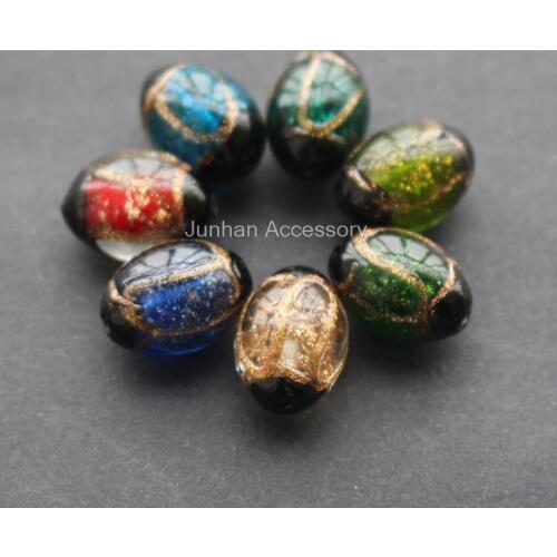 10pcs/lot 17*11mm Oval shape large glass lampwork beads Multi-color charm beads wholesale high quanlity