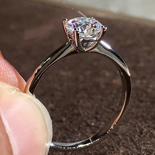 14K Au585 White Gold Women Wedding Party Engagement Ring 1 2 3 4 5 Carat Round Moissanite Diamond Ring Classic Trendy Elegant