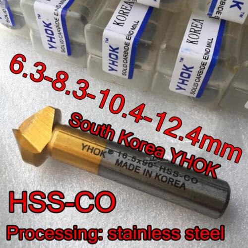 4pcs/set 6.3-8.3-10.4-12.4mm 3 flutes 90 degrees HSS CO M35 chamfering drill chamfering cutter processing stainless steel