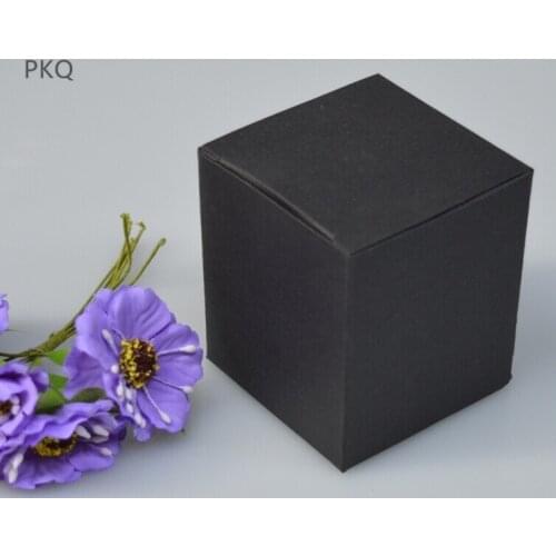 50pcs 6.5*6.5*7.5CM Blank Kraft Paper Black Candy Box Wedding Favors Gift Box Package Birthday Party Decoration packaging Boxes