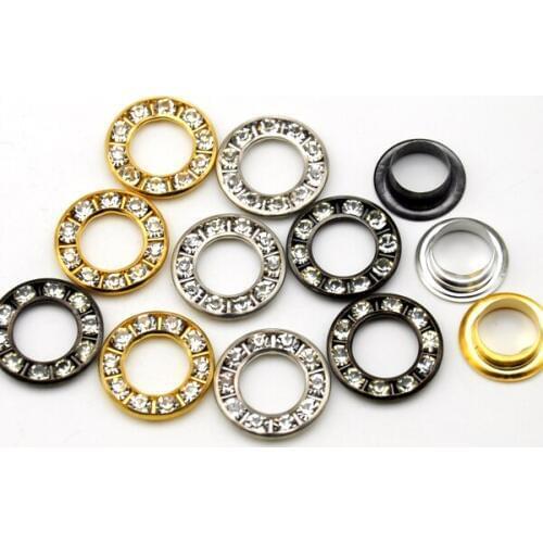 60sets/lot 3 colors 17mm round metal brass rhinestone eyelets crystal diamond grommets glass eyelets free shipping RE-17mm-001