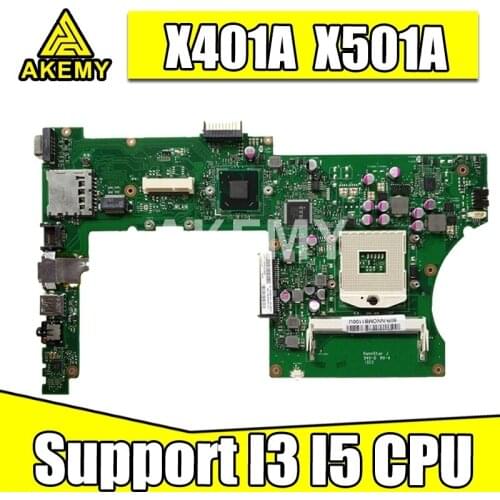 Akemy For Asus X401A X501A Laptop Motherboard X401A X501A MainBoard Tested Support I3 I5 CPU