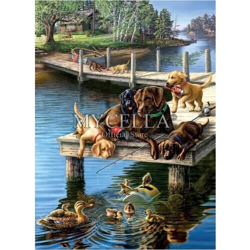Christmas Gift 5D DIY Diamond Painting Animals Dogs Diamond Embroidery Cross Stitch Diamond Mosaic Home Decor Wall Stickers